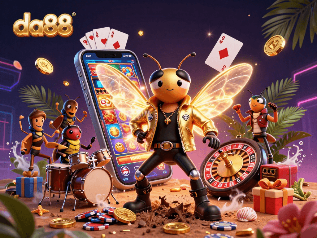 Experience incredible wins at da88 with a cartoon rock star, vibrant slot games, and engaging gameplay.