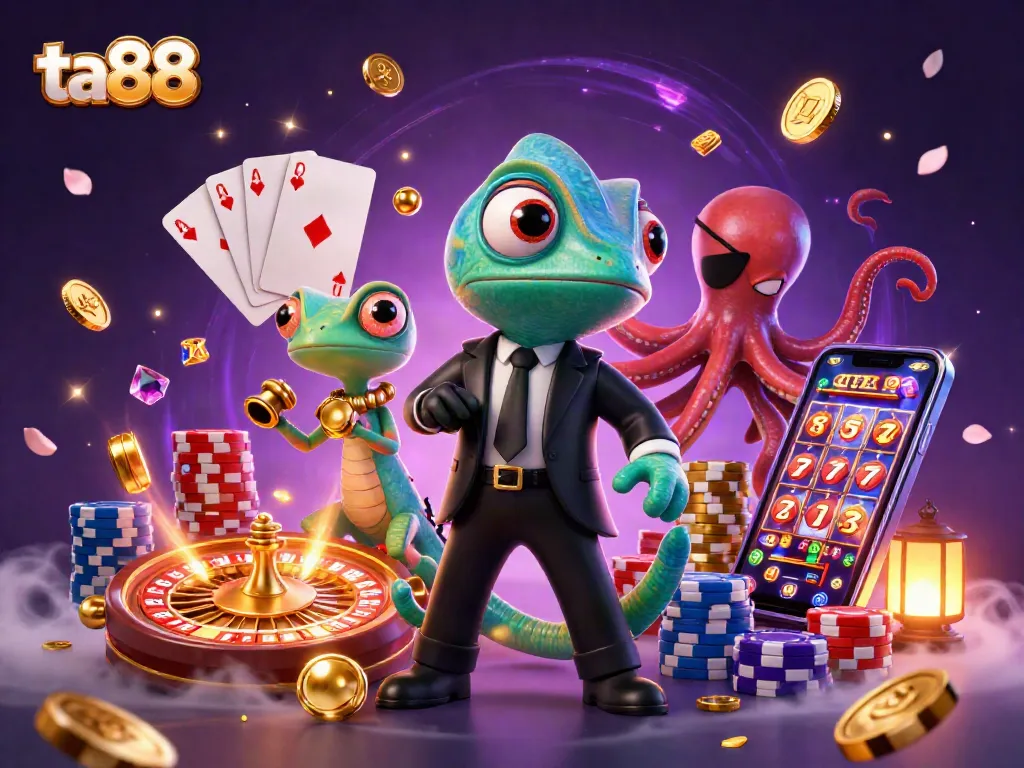 Experience thrilling games with ta88, featuring colorful characters and dynamic casino elements.
