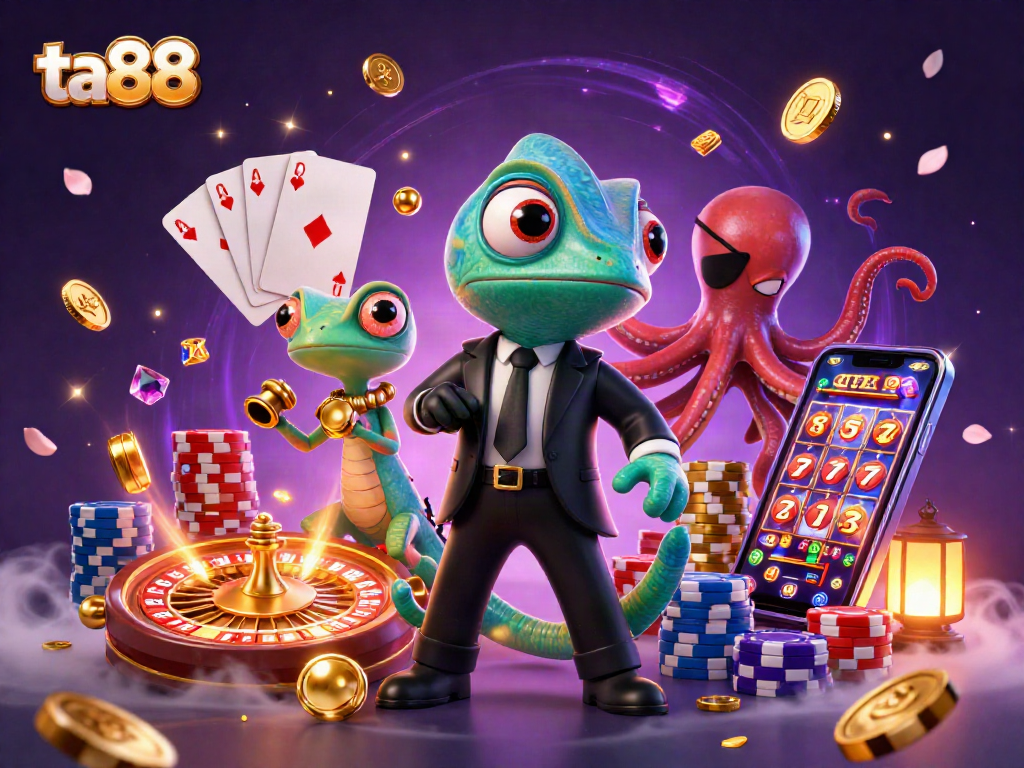 Experience thrilling games with ta88, featuring colorful characters and dynamic casino elements.