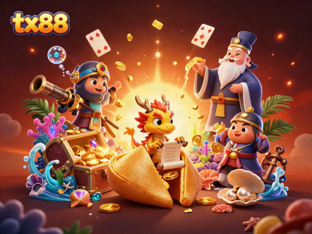 Play dynamic games at tx88 with vibrant gold treasures and playful dragon characters.