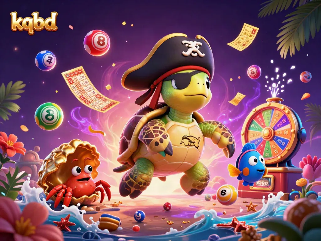 Engage with kqbd's dynamic gaming scene filled with colorful lottery elements and characters.
