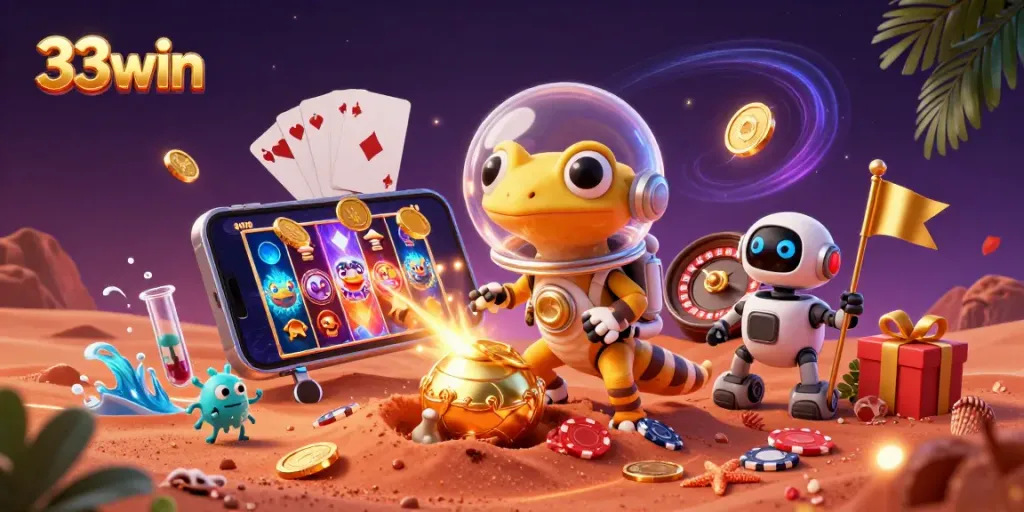 Experience thrilling gameplay at 33win Casino, where Martian geckos uncover golden treasures!